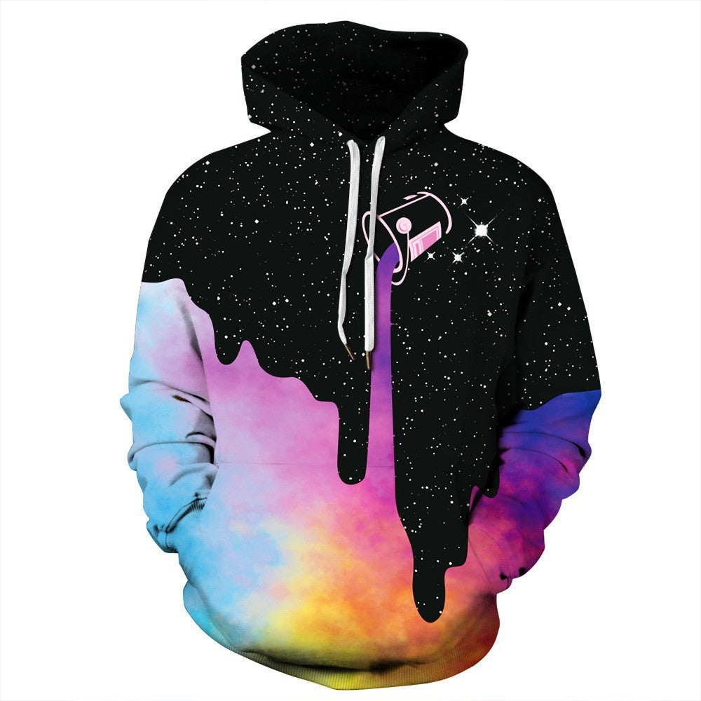 Starry Sky Men's Color Ink Digital Printed Hoodie - Nyaabs