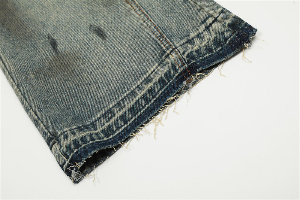 Ripped Dirty Jeans Street Fashion Paint Splash-ink Men - Nyaabs