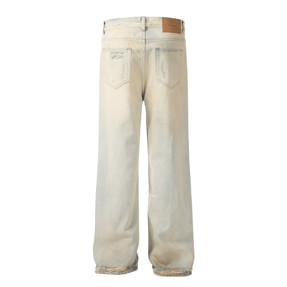 Ripped Denim Trousers Men's Trendy Special-interest Design - Nyaabs