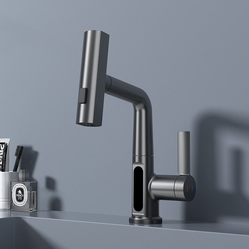 Intelligent Digital Display Faucet Pull-out Basin Faucet Temperature Digital Display Rotation nyaabs.com