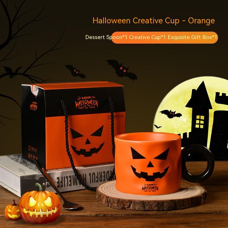 Pumpkin Ceramic Cup Party Favor Ceramic Cups With Handle Portable Cute Halloween Gift Mug Durable Halloween Party Supplies - Nyaabs