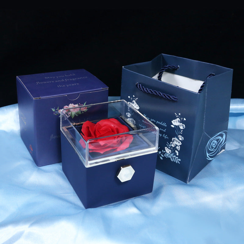 Rotating Soap Flower Rose Gift Box Creative Rotating Rose Jewelry Packaging Box Valentine's Day Gift For Women nyaabs.com