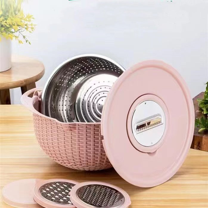 Kitchen Fruit Tray Removable Double Layer Fruit And Vegetable Basin Draining Basket Creative Household Rotating Washing Basket - Nyaabs