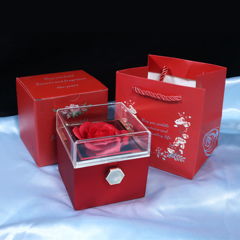 Rotating Soap Flower Rose Gift Box Creative Rotating Rose Jewelry Packaging Box Valentine's Day Gift For Women nyaabs.com