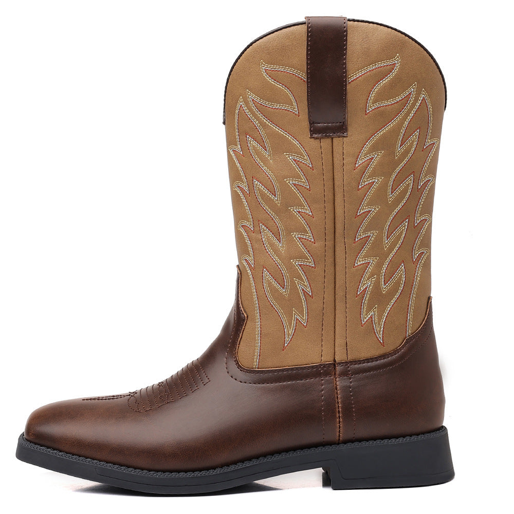 Retro Wide Head Western Cowboy Boot - Nyaabs