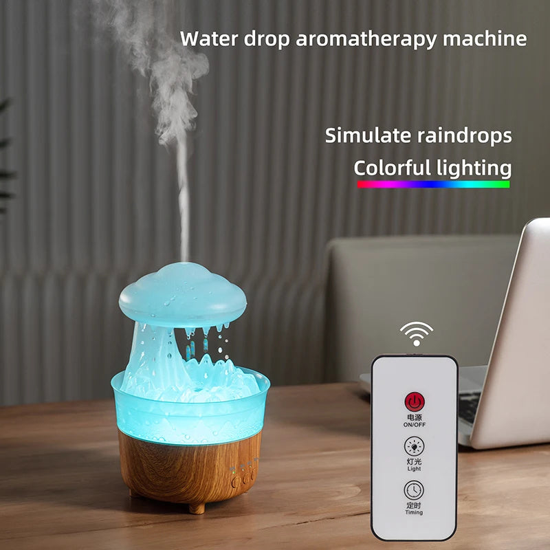 Rain Cloud Night Light Humidifier With Raining Water Drop Sound And 7 Color Led Light Essential Oil Diffuser Aromatherapy - Nyaabs