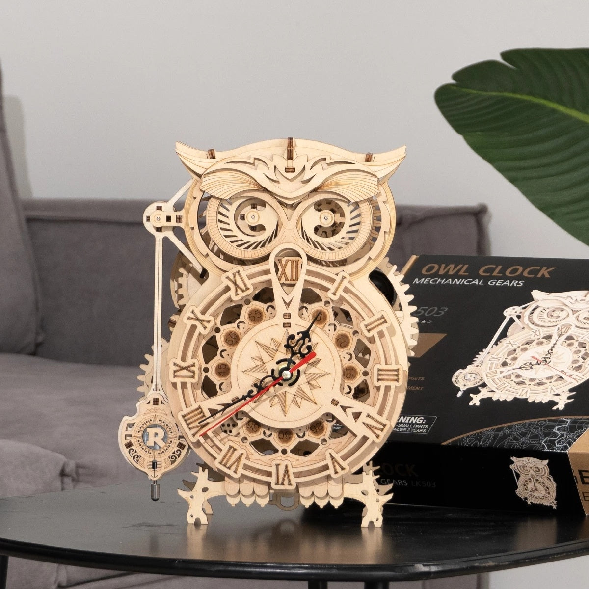 Robotime Rokr Creative DIY Toys 3D Owl Wooden Clock Building Block Kits For Children Christmas Gifts Home Decoration LK503 - Nyaabs