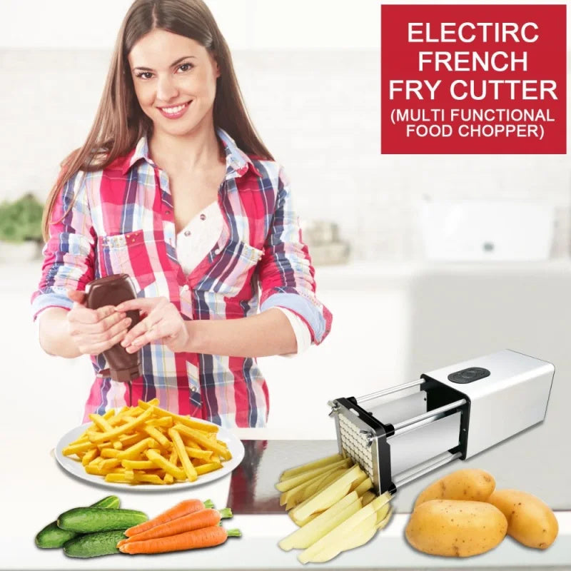 Kitchen Gadget Electric French Fry Cutter With Blades Stainless Steel Vegetable Potato Carrot For Commercial Household - Nyaabs