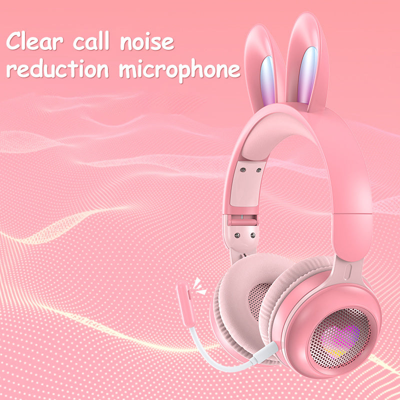 Rabbit Ear Headphones Wireless Luminous Extendable Wheat Headphones - Nyaabs