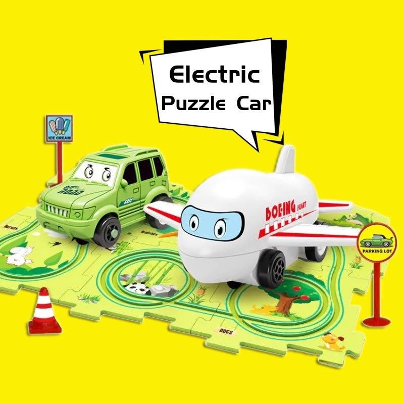 Children Puzzle Electric Railroad Speeder DIY Assembly Electric Car Automatic Rail City Scene Construction Education Toy Gift - Nyaabs