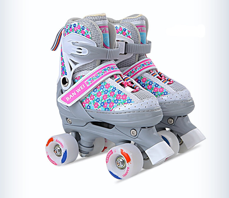 Children's Double-row Four-wheel Roller Skate Protective Gear Set - Nyaabs