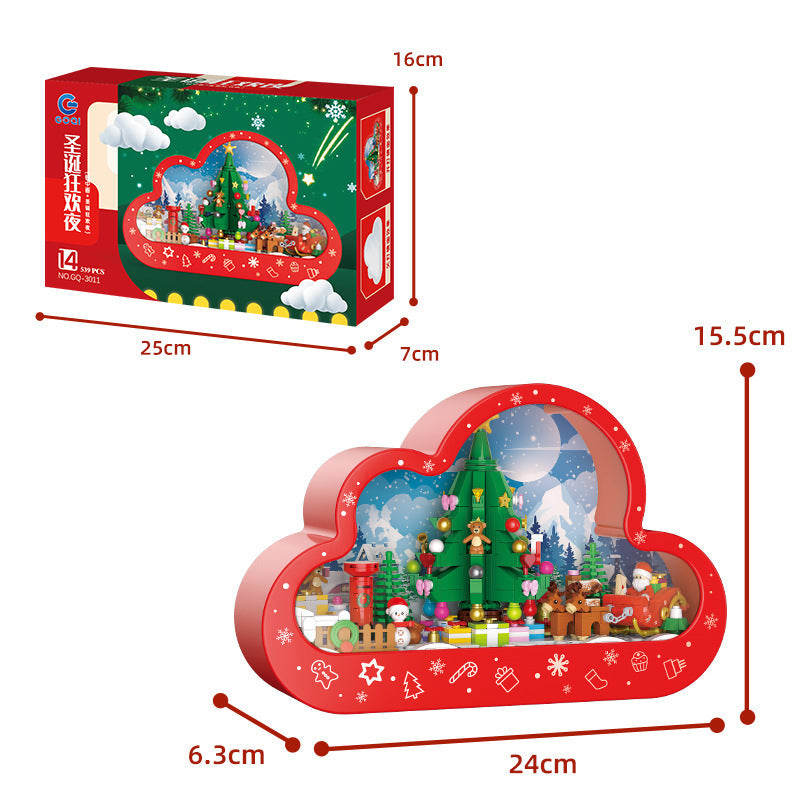 Christma New Style Assembled Building Block Toys Cloud Night Lamp Decorative Mirrors Frame LED Table Lights Creative Desk Bedroom Handmade Birthday Gifts - Nyaabs