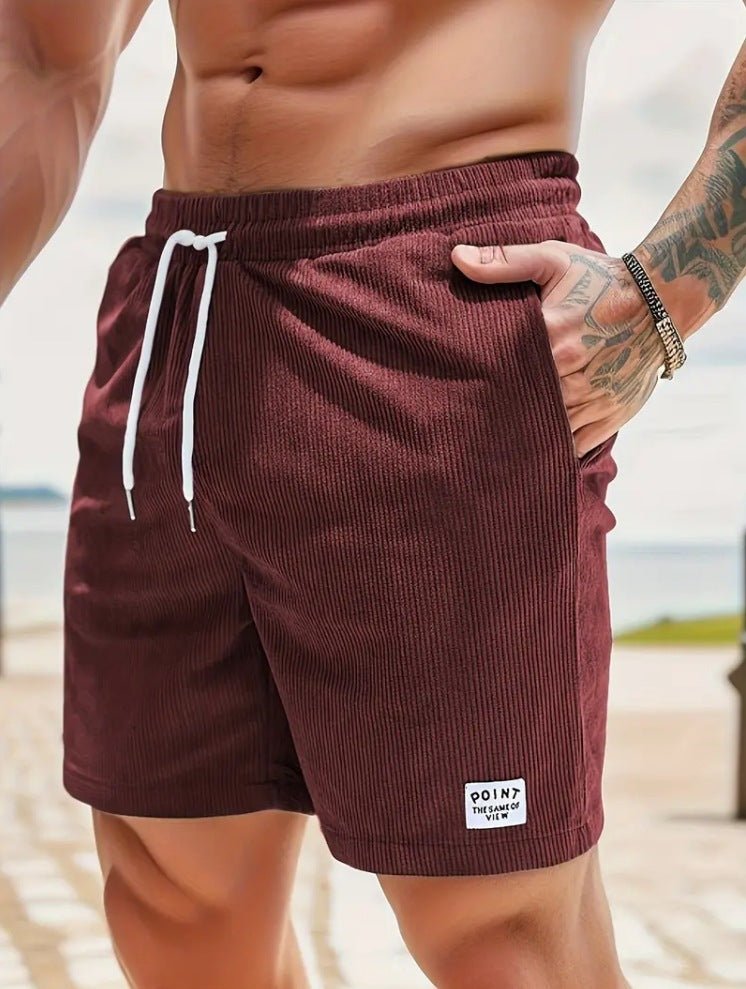 Lace-up Drawstring Shorts Summer Corduroy Sports Short Pants Mens Clothing - Nyaabs