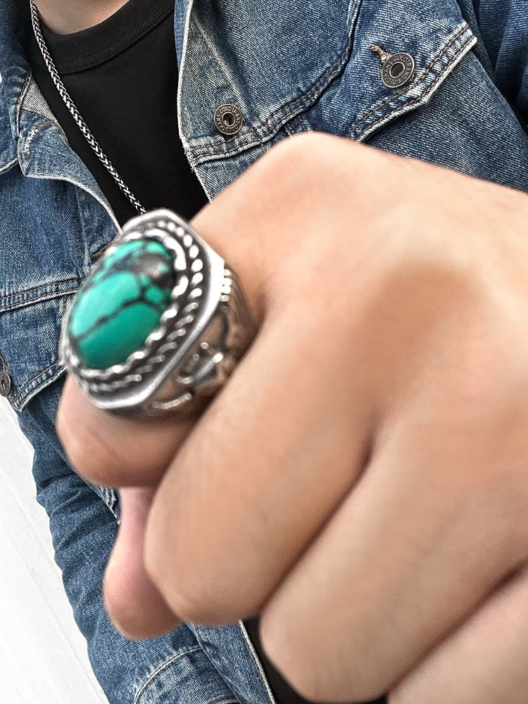 Vintage Turquoise Owl Ring For Men - Nyaabs