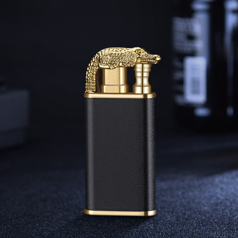 Creative Blue Flame Lighter Dolphin Dragon Tiger Double Fire Metal Winproof Lighter Inflatable Lighter nyaabs.com