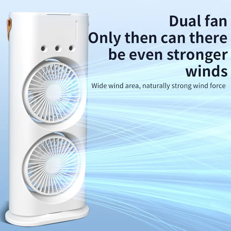 Double-ended Spray Fan Portable Humidifier Fan Air Conditioner Household Small Air Cooler Hydrocooling Portable Air Adjustment - Nyaabs