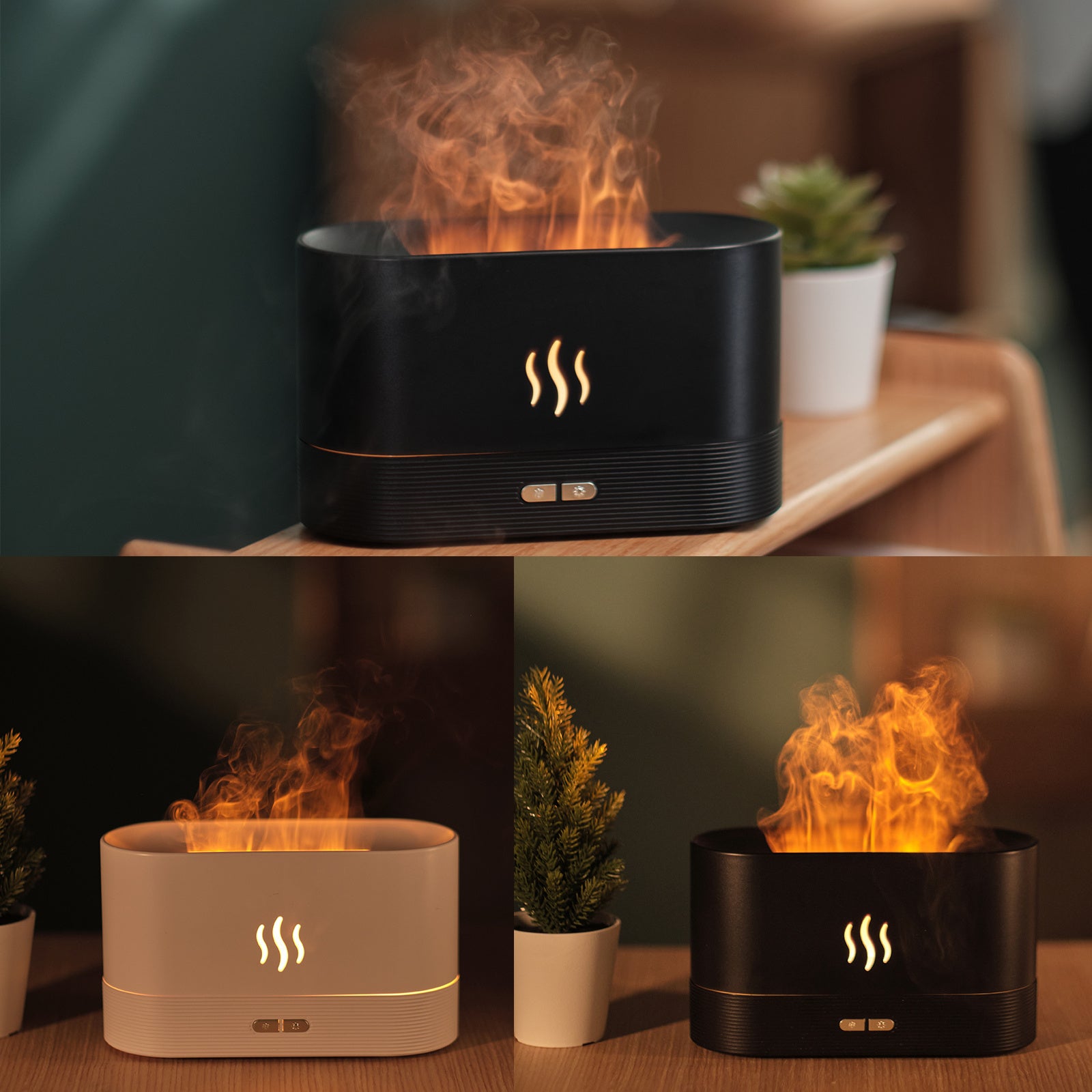 Aroma Diffuser With Flame Light Mist Humidifier Aromatherapy Diffuser With Waterless Auto-Off Protection For Spa Home Yoga Office nyaabs.com