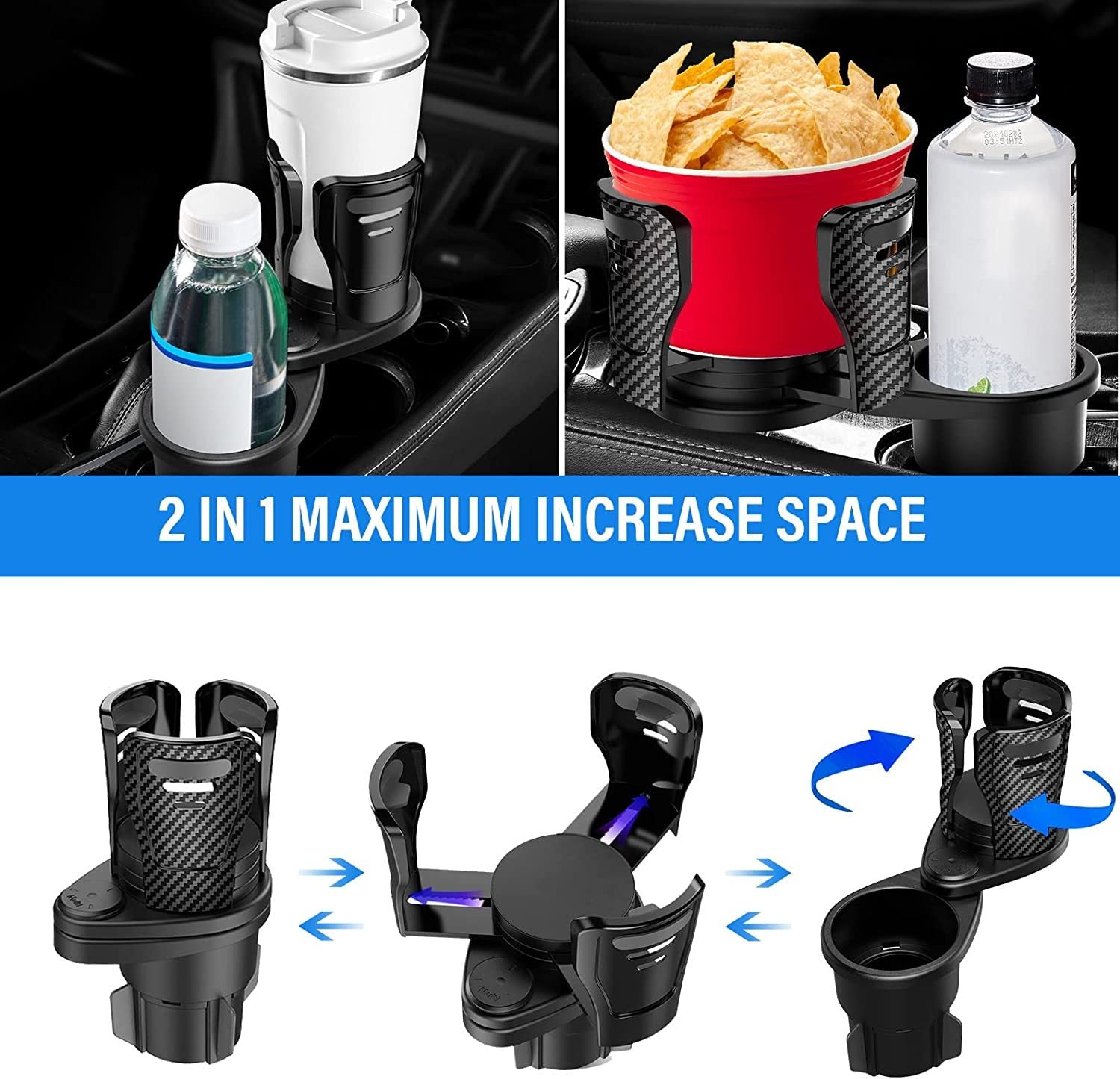 Car Drinking Bottle Holder 360 Degrees Rotatable Water Cup Holder Sunglasses Phone Organizer Storage Car Interior Accessories - Nyaabs