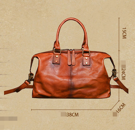 Zipper Handbag First Layer Cowhide Adjustable Shoulder Large Capacity nyaabs.com