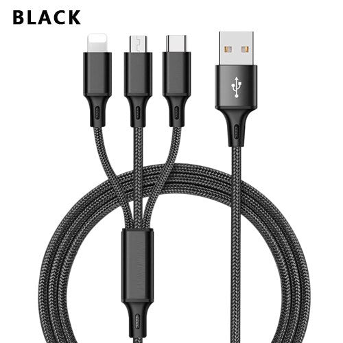 3 In 1 USB Cable For 'IPhone XS Max XR X 8 7 Charging Charger Micro USB Cable For Android USB TypeC Mobile Phone Cables - Nyaabs