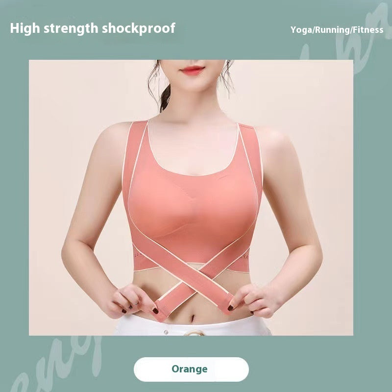 Cross Side Buckle Breast Holding Sports Bra Outer Wear Yoga Vest - Nyaabs