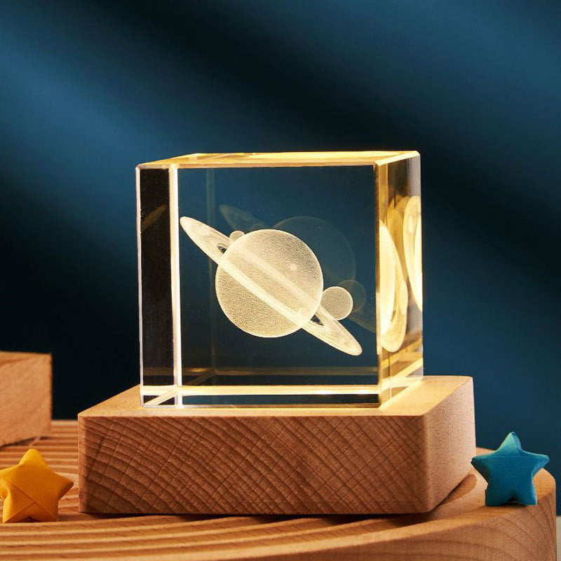 3D Transparent Crystal Cube Desktop Decoration Small Night Lamp Bedroom Home Decor For Kids Party Children Birthday Gifts - Nyaabs