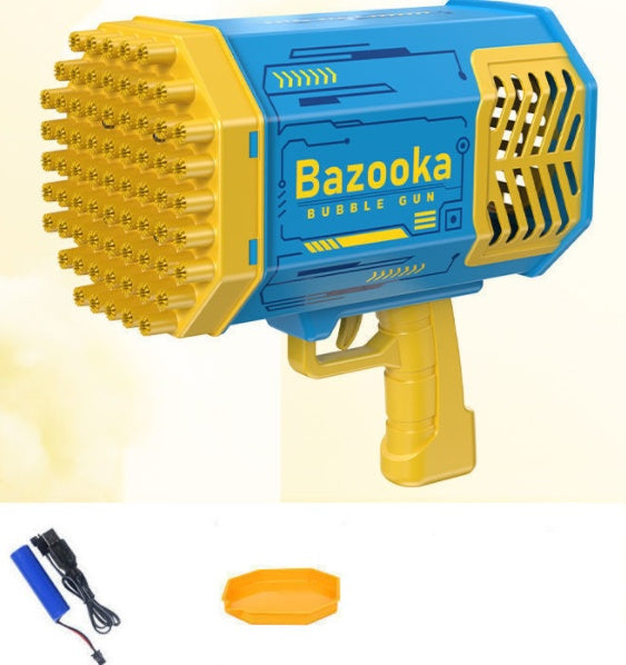 Bubble Gun Rocket 69 Holes Soap Bubbles Machine Gun Shape Automatic Blower With Light Toys For Kids Pomperos - Nyaabs