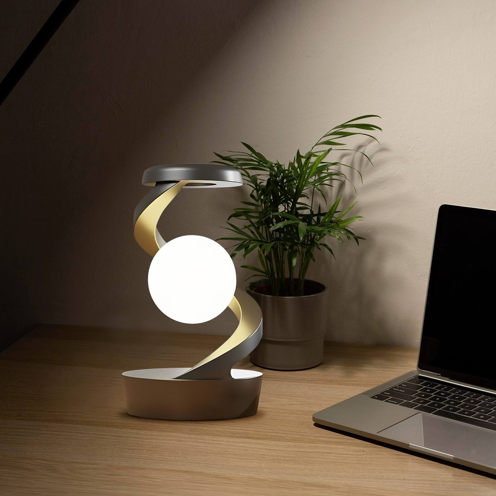 Rotating Moon Desk Lamp With Phone Wireless Charging Sensor Control Table Lamps Decorative Desktop Lamp Small Night Lamp Home Decor - Nyaabs