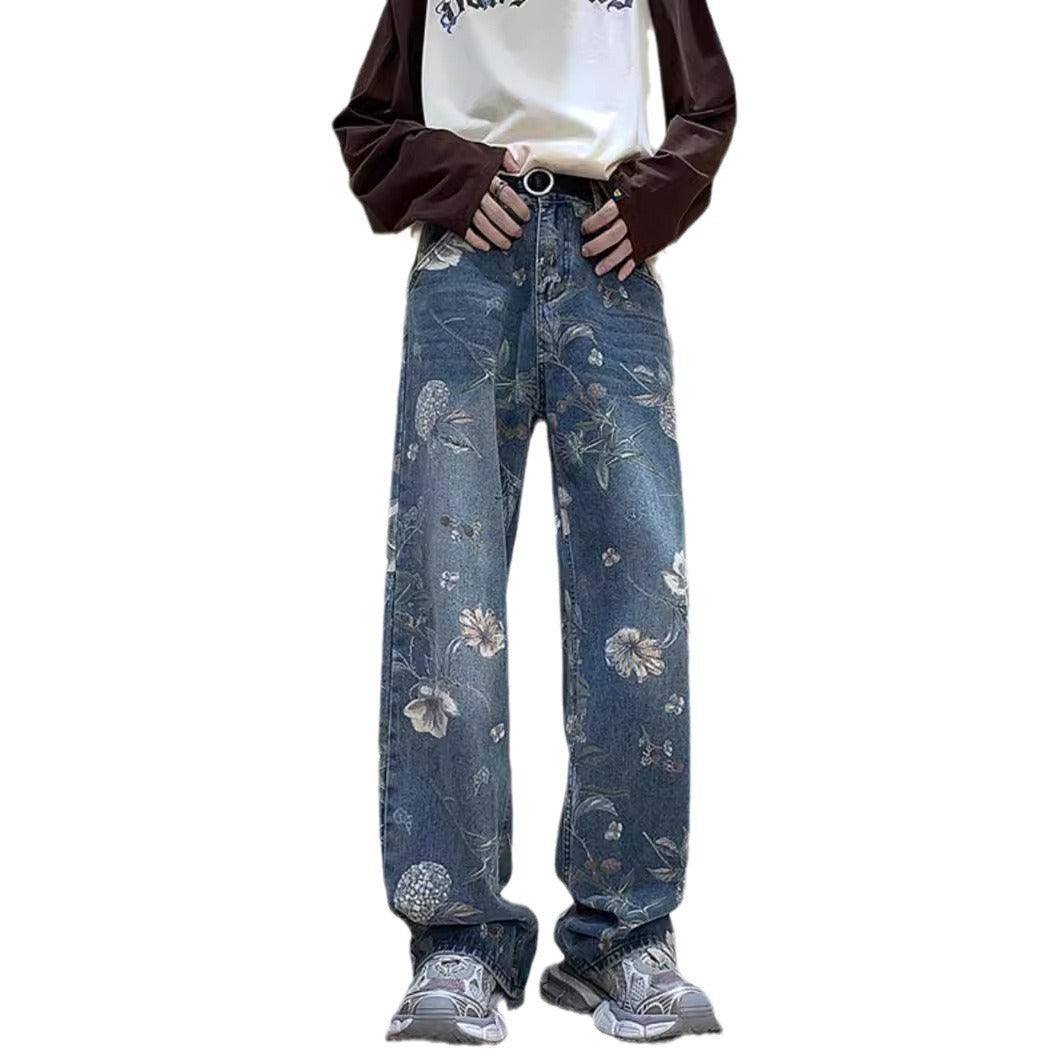 American Retro Worn Jeans Men's Summer Design Sense Niche Straight Fashion Brand Fried Street Ruoshuai - Nyaabs