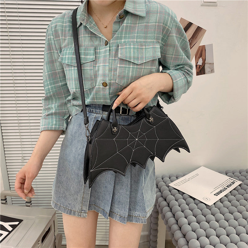 Halloween Spider Web Shape Shoulder Bags Personality Batgirl Tide Pu Handbags Fashoin Messenger Crossbody Bag - Nyaabs