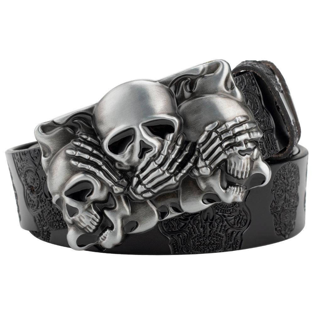 Skull Head Embossed With Two-story Bull's Head Belt - Nyaabs