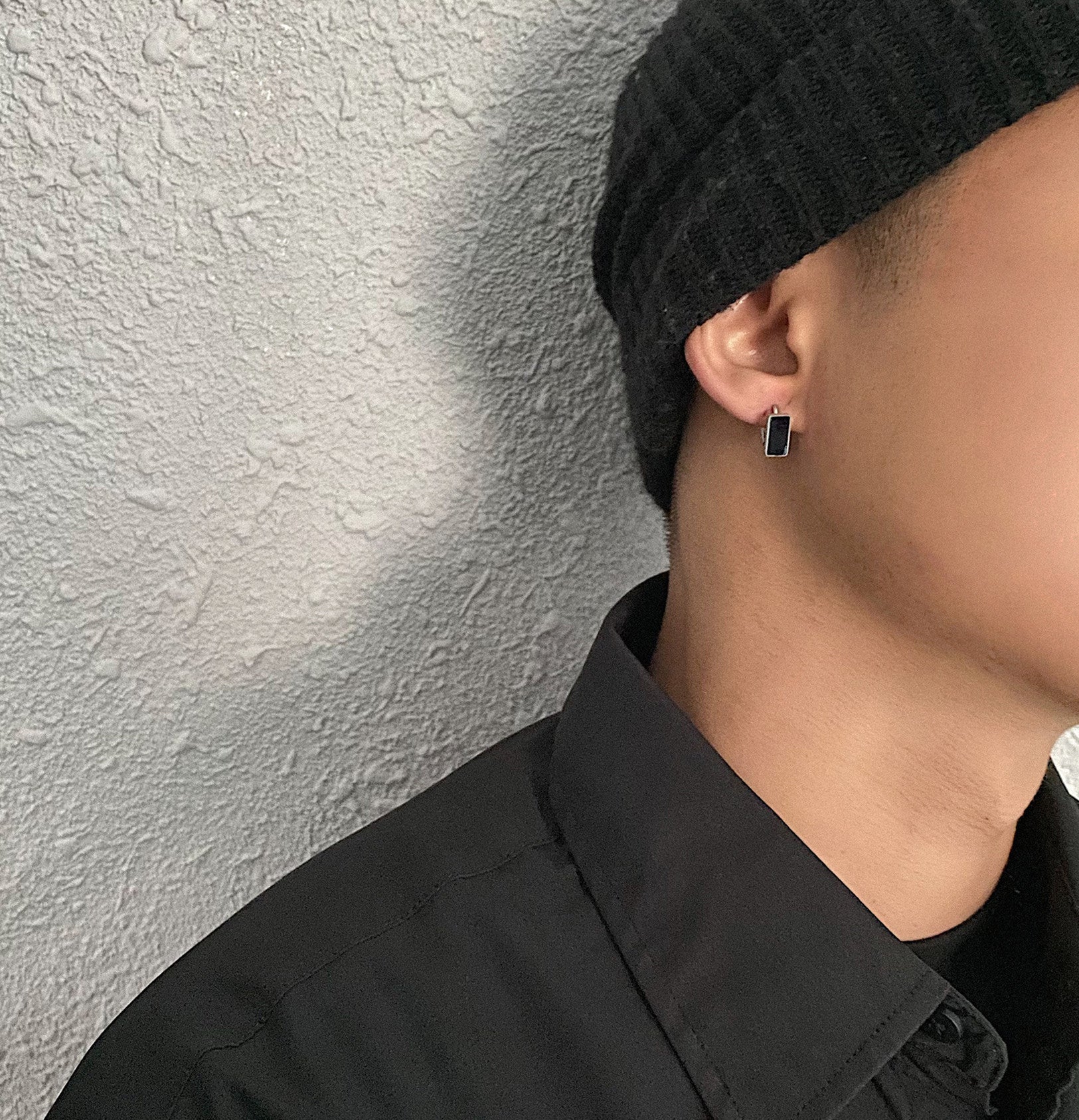 Colorless Earrings For Men Oil Drop Black - Nyaabs