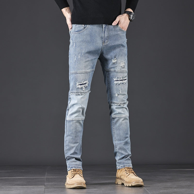 High-end Blue With Holes Jeans For Men - Nyaabs