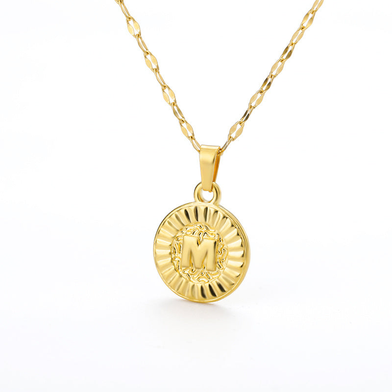 English Alphabet Disc Necklace Women And Men - Nyaabs