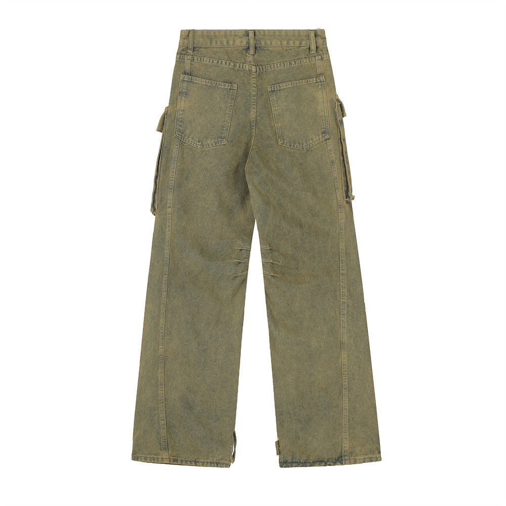 Make Old Ripped Cargo Jeans Men's Dyeing - Nyaabs