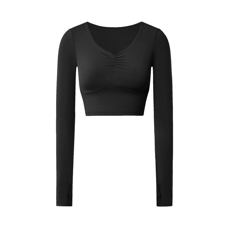 Sports Long Sleeve Slim-fit Yoga Wear With Chest Pad - Nyaabs