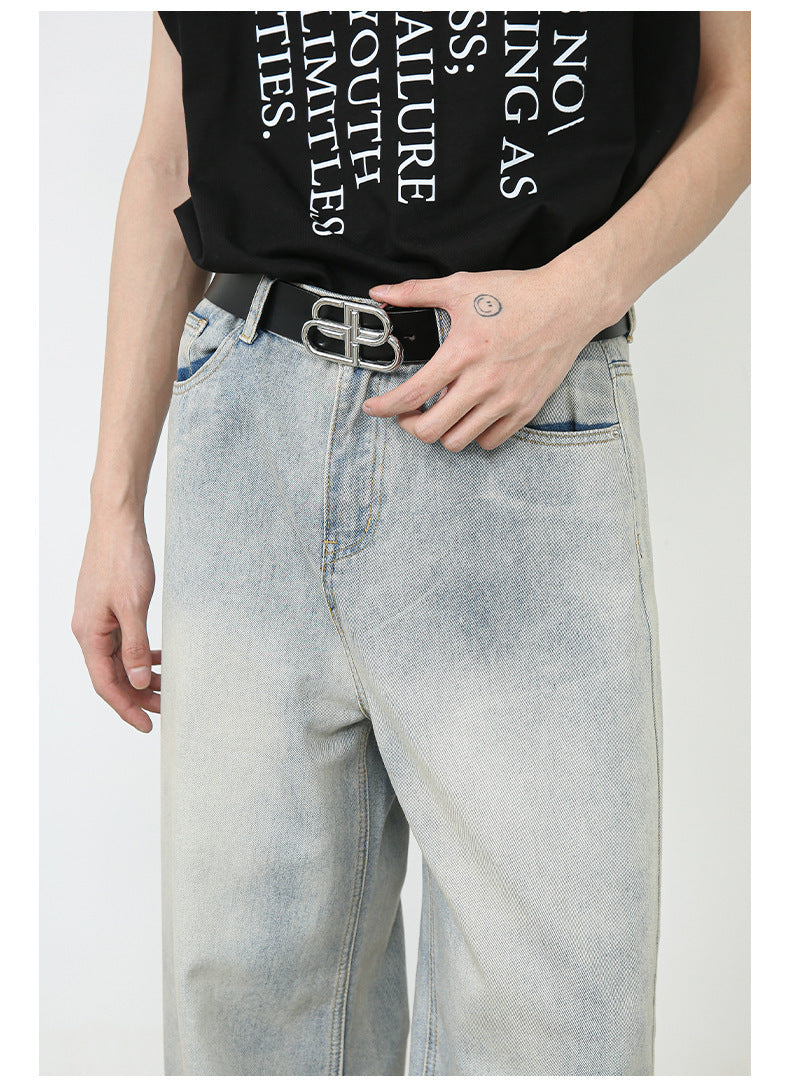 American Retro Washed Straight Jeans Men - Nyaabs