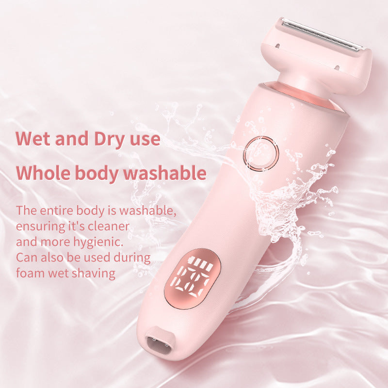 2 In 1 Hair Removal Epilator USB Rechargeable Trimmer Women Body Razor Face Leg Armpit Bikini Hand Pubic Shaver Hair Remover - Nyaabs