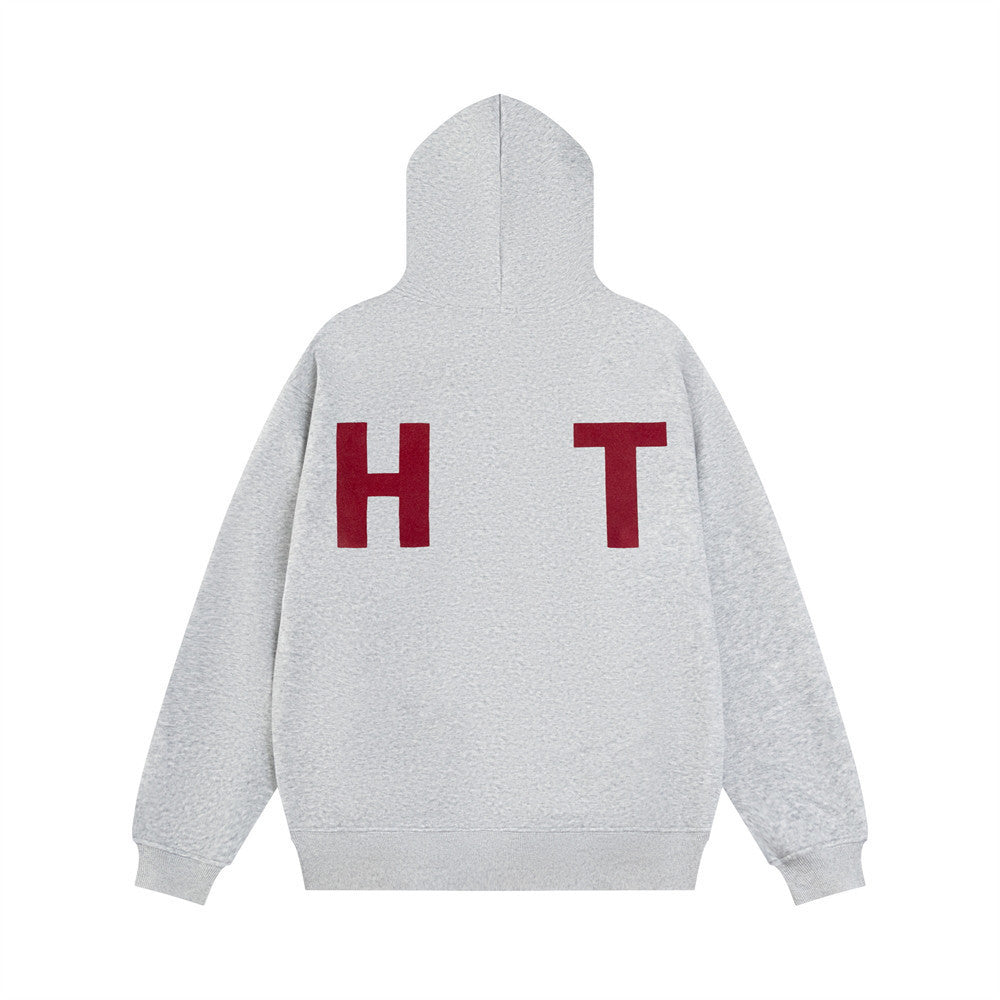 Letter Print Loose Hooded Sweater - Nyaabs