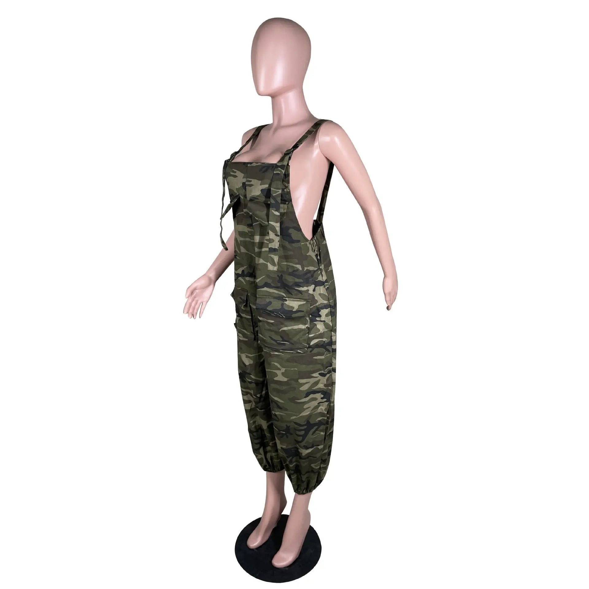 Camouflage Casual Work Clothes Loose Sling Jumpsuit - Nyaabs