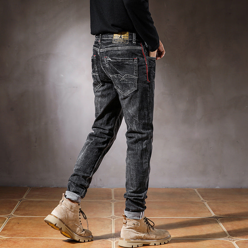 Black Ripped Long Jeans Male - Nyaabs