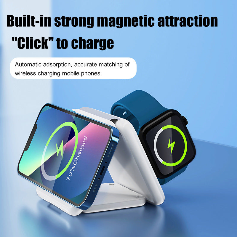 Folding Magnetic Suction Wireless Charger 3-in-1 - Nyaabs