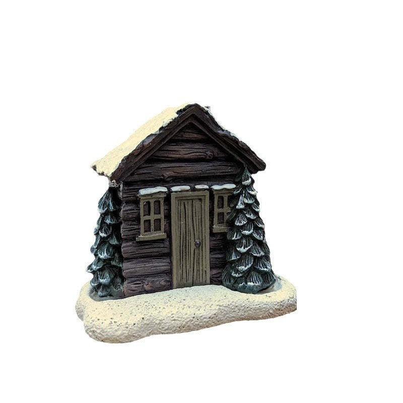 Log Cabin Incense Burner Rustic Christmas Chimney Hut Incense Cone Burner Collectible Resin Statue Table - Nyaabs