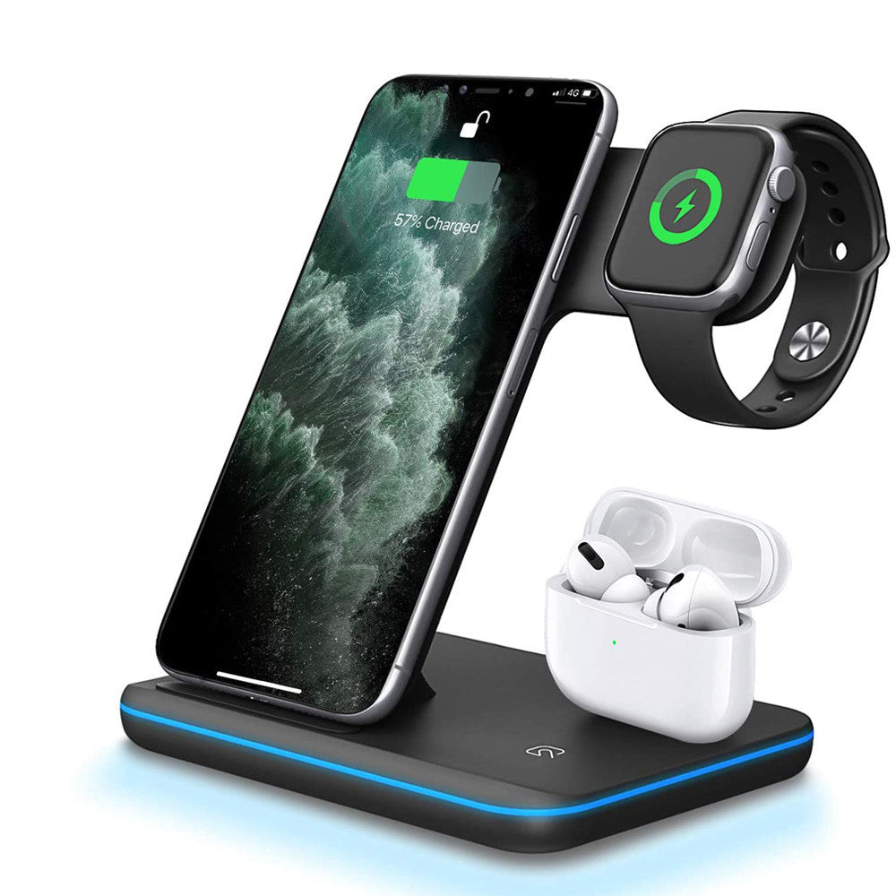 Compatible Mobile Phone Watch Earphone Wireless Charger 3 In 1 Wireless Charger Stand - Nyaabs