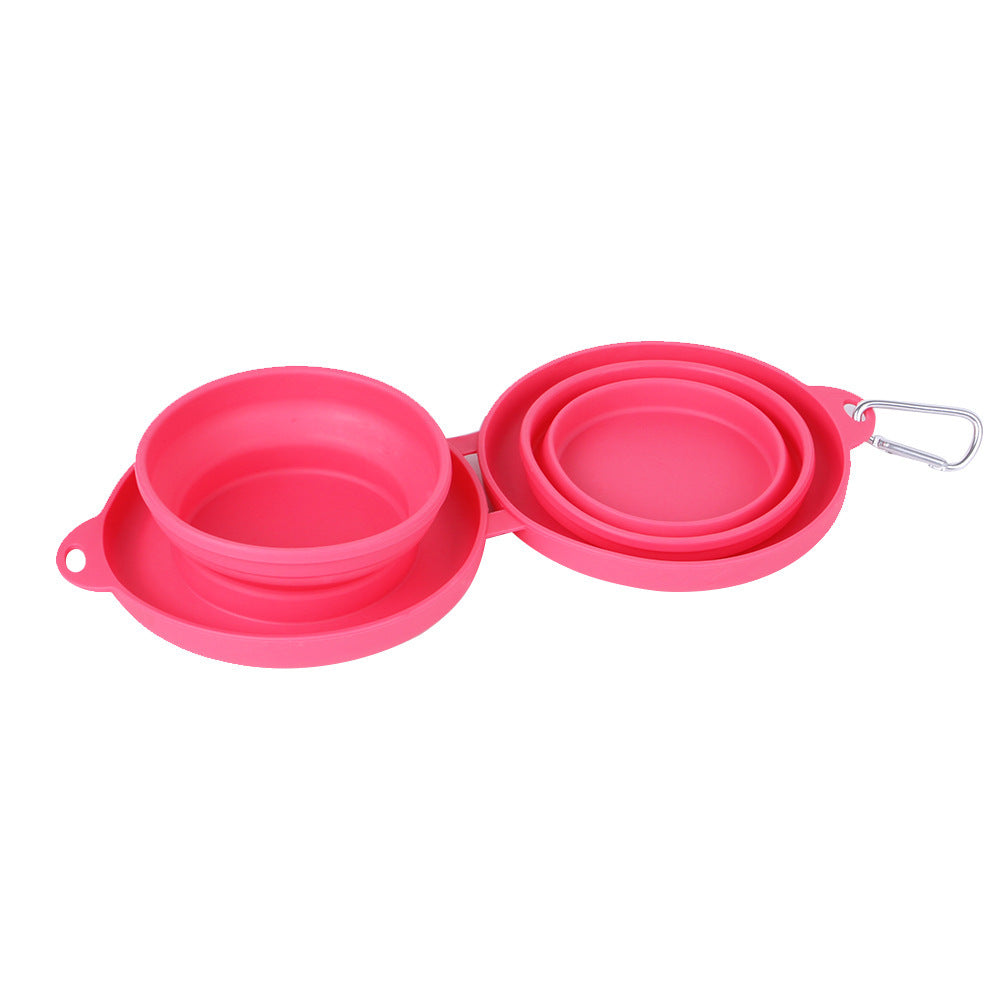 Rubber Foldable Double Bowl Pet Feeding Bowl Pets Supplies Dog Cat Bowls nyaabs.com