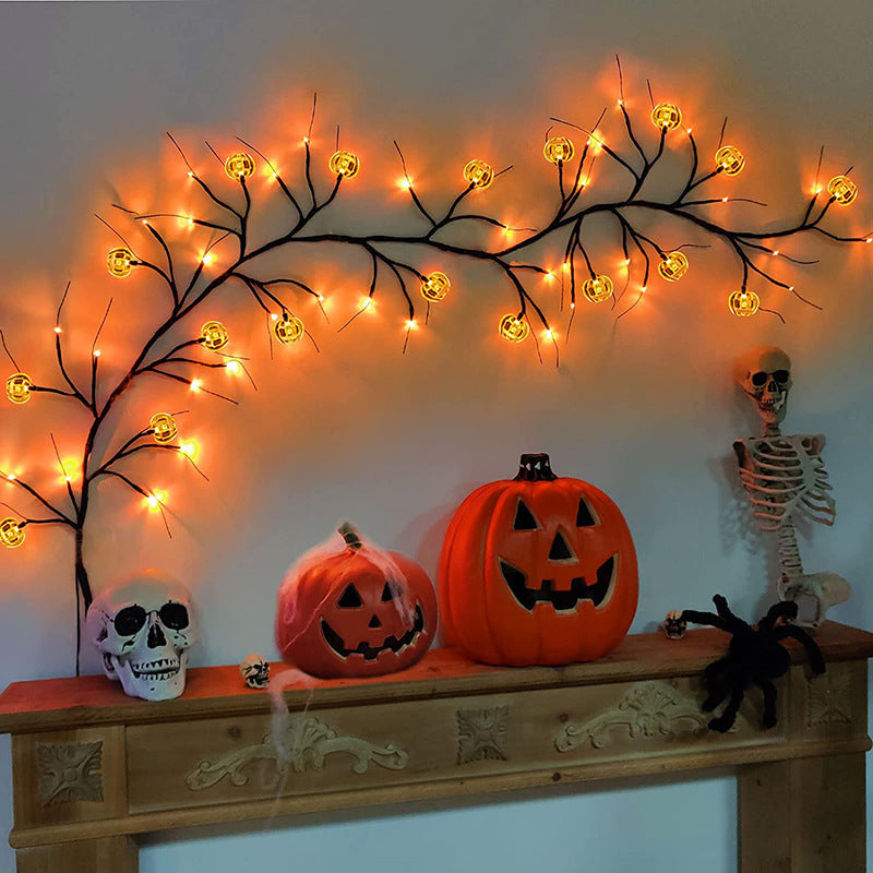 Halloween LED Willow Vine String Light Cool Cartoon Bat Pumpkin Decoration For Indoor Outdoor Party House Decor - Nyaabs