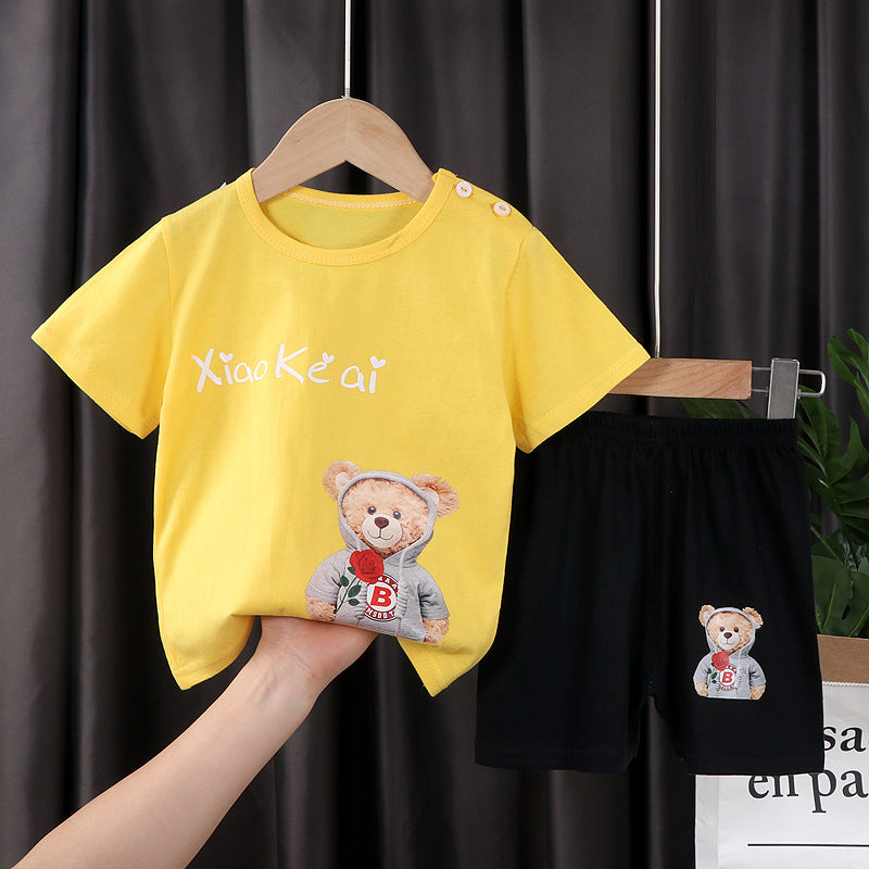 Two-piece Cotton T-shirt With Short Sleeves For Boys And Girls - Nyaabs