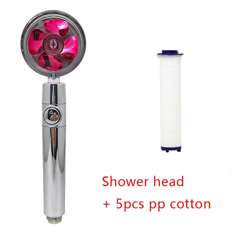 Shower Head Water Saving Flow 360 Degrees Rotating With Small Fan ABS Rain High Pressure Spray Nozzle Bathroom Accessories nyaabs.com