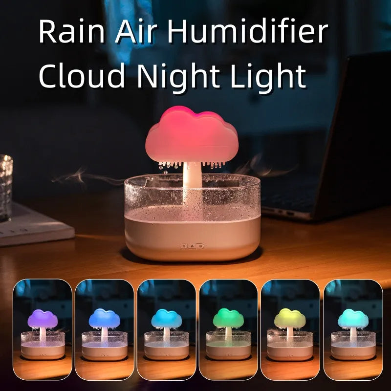 Rain Cloud Night Light Humidifier With Raining Water Drop Sound And 7 Color Led Light Essential Oil Diffuser Aromatherapy - Nyaabs