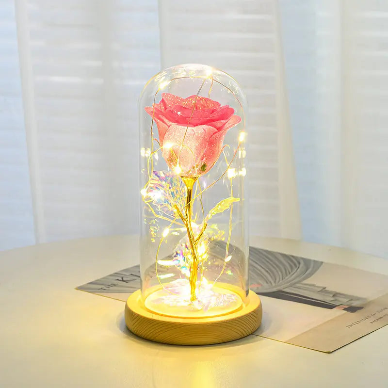 Valentines Day Gift  For Girlfriend Eternal Rose Flowers LED Light In Glass Cover Day Wedding Decoration Favors Mother Day Female Gift  Gift - Nyaabs